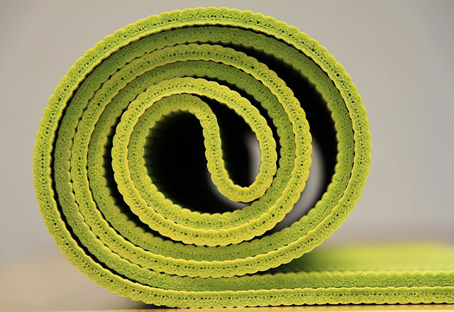 A green yoga mat