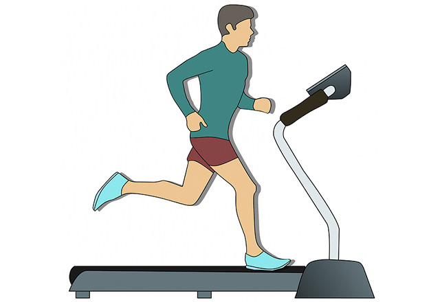 Man running in the treadmill